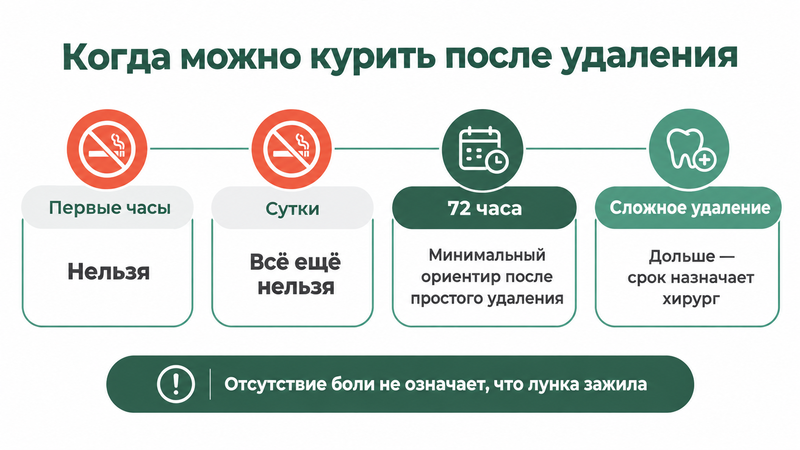 Через сколько можно курить после удаления зуба