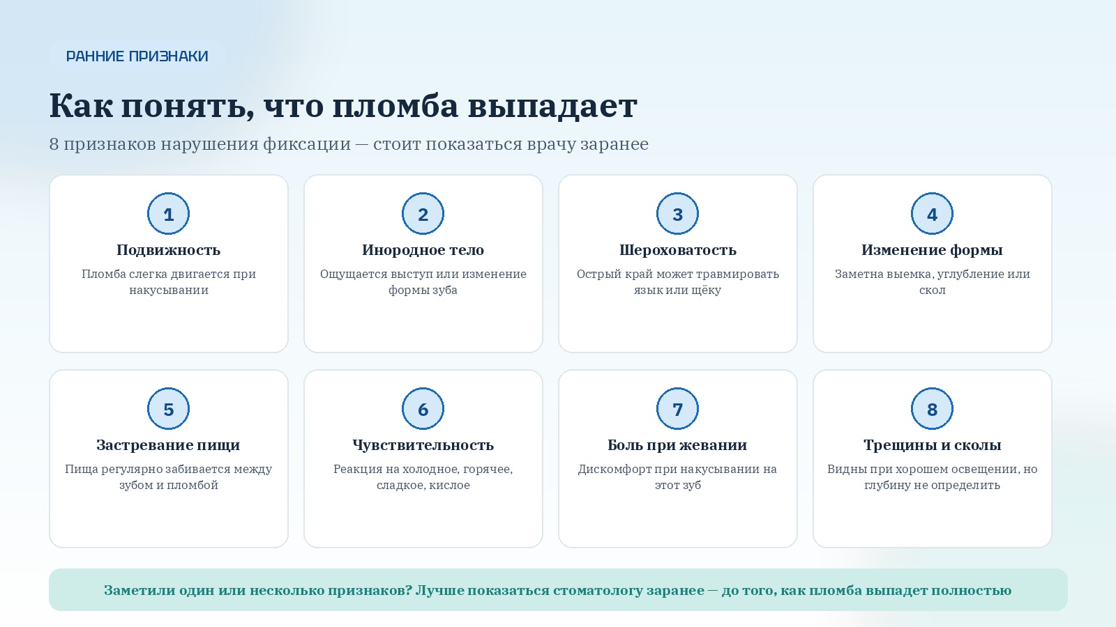 Как понять, что пломба выпадает