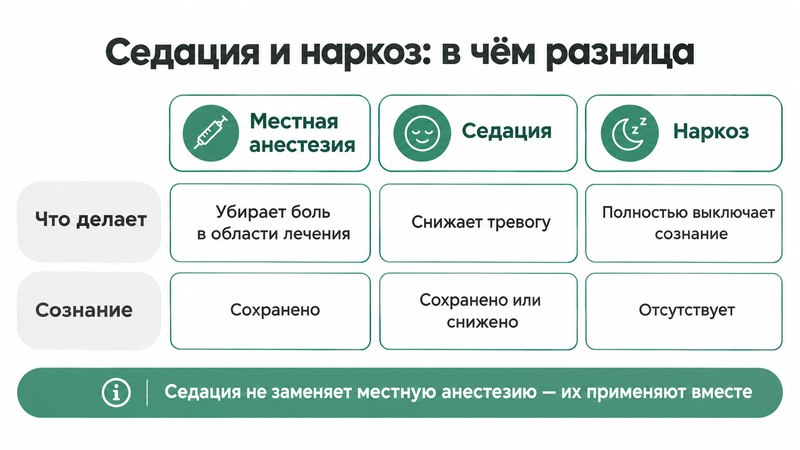 Чем седация отличается от наркоза