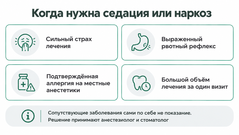 Показания к применению наркоза и седации
